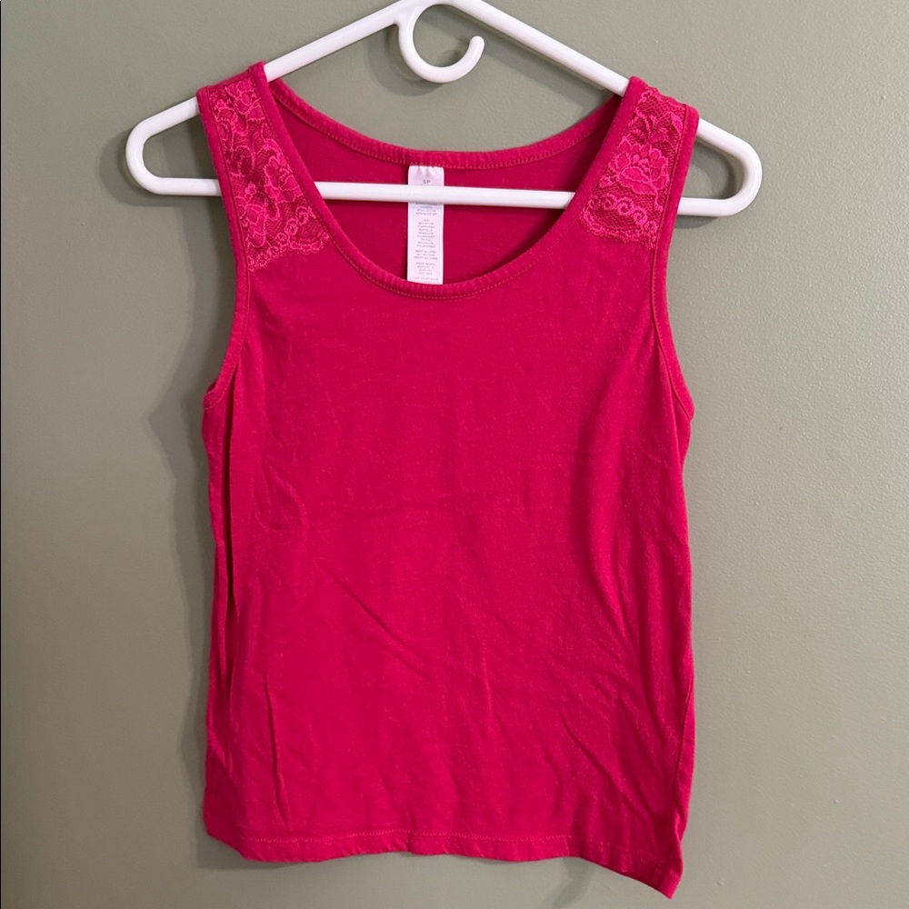 Women's Pink Lace Trim Tank Top